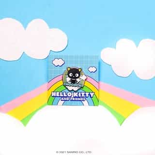 New month, new pin featuring #Chococat! 🌈💞 Get our collectible Friend of the Month pin FREE when you spend $40 or more in Sanrio stores and online - no code needed! Link in bio to shop. #Chococat25 #SanrioFOTM