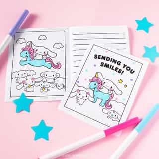 Share a smile with Cinnamoroll 😊💞 Visit the link in bio to download, print, and color this card to share with a friend!   