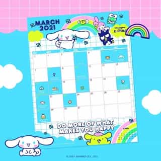 Say hello to a new month with #Cinnamoroll! 🗓️✨ Visit the link in bio to download your Friend of the Month calendars for the whole year! #SanrioFOTM