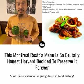 The owner's goal is to start reviewing other restaurants' menus, dishes and dining room experiences on social media⁠
⁠
*Click the link in @mtlblog bio for the full story! ⁠
⁠
📸: @auntdai⁠
