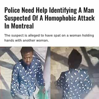 According to the SPVM, two women were holding hands while walking down rue Bélanger in Rosemont–La Petite-Patrie on August 1 when, at around 10:20 a.m. near the intersection with Saint-Hubert, the suspect is alleged to have spat twice on one of their arms before leaving the scene.

*Click the link in @mtlblog bio for the full story! 

📸: SPVM