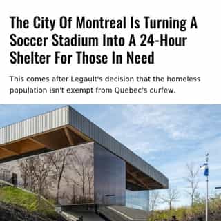 Montreal Mayor Valérie Plante took to Instagram on January 25 to announce that Stade De Soccer De Montréal will be converted into a 24-hour shelter for those who need it, called La Porte Ouverte.⁠
⁠
*Click the link in @mtlblog bio for the full story! ⁠
⁠
📸: Michel Bussieres via @dreamstime⁠
⁠
