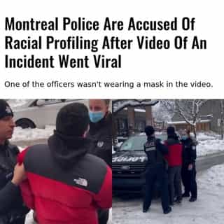 In a widely-shared Instagram video, two Montreal police officers, one without a mask on, can be seen detaining a man named Andy Basora while he stood at his doorstep on Sunday, January 17⁠
⁠
*Click the link in @mtlblog bio for the full story! ⁠
⁠
📸: @svcre.vndy⁠
