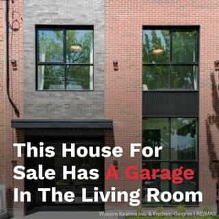 This modern house for sale in Montreal has a garage in the living room.⁠
⁠
It somehow totally pulls it off!⁠
⁠
*Click the link in @mtlblog bio for the full story! ⁠
