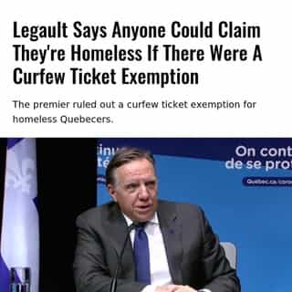 Even after the tragic passing of Raphael André, a houseless Innu man who died while being outside during curfew hours in Montreal on the night of January 16, Legault is still ruling out a curfew exemption for homeless Quebecers. ⁠
⁠
*Click the link in @mtlblog bio for the full story! ⁠
⁠
📸: @francoislegault.pm⁠
