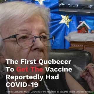 The first Quebecer to get the vaccine reportedly had COVID-19 in recent weeks.⁠
⁠
Gisèle Lévesque told the Journal de Montréal that she's almost over it.⁠
⁠
*Click the link in @mtlblog bio for the full story! ⁠
