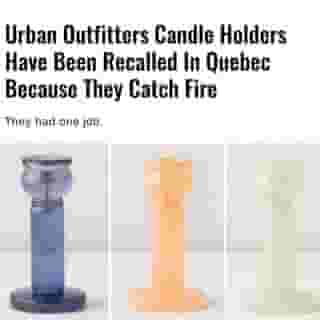 The Swirled Taper Candle Holder, which comes in amber and green, and the Sofia Taper Candle Holder, which comes in moss, lavender and peach, caught fire 12 times in the United States and twice in the U.K. No injuries were reported.⁠
⁠
*Click the link in @mtlblog bio for the full story! ⁠
⁠
📸: Health Canada⁠
