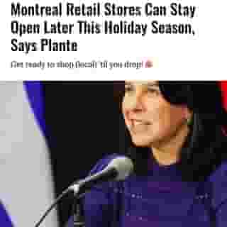 In a press conference on October 22, Mayor Valérie Plante announced that Montreal retail stores, including small businesses, would be able to extend their hours for the holiday season.⁠
⁠
*Click the link in @mtlblog bio for the full story! ⁠
⁠
📸: @val_plante⁠
⁠
#montreal #mtl #plante #holidayshopping