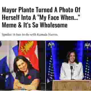 It's safe to say the mayor of Montreal is happy with the projected results for the 2020 U.S. election.⁠
⁠
*Click the link in @mtlblog bio for the full story! ⁠
⁠
📸: @val_plante & @kamalaharris ⁠
