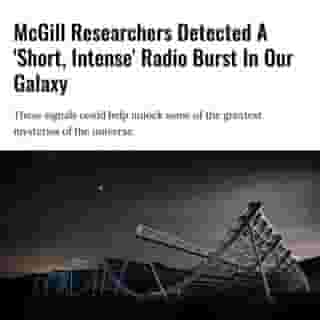 This exciting discovery has astronomers wondering if "magnetars," or giant, dead stars that have huge magnetic fields, are the source of this mysterious radio burst.  ⁠
⁠
*Click the link in @mtlblog bio for the full story! ⁠
⁠
📸: @mcgillu⁠
⁠
#mcgillu #chime #mcgilluniversity #mcgillreasearcher