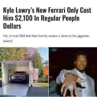It's hard to put wealth into perspective. What does a $30 million salary really look like? For Kyle Lowry, it means a new Ferrari delivered to his doorstep.Lowry treated himself today to a brand new Ferrari 812 GTS, flexing it on his Instagram story for the world to see. ⁠
⁠
*Click the link in @mtlblog bio for the full story! ⁠
⁠
📸: @kyle_lowry7 & @raptors ⁠
⁠
#mtl #kylelowry #ferrari #celebnews #toronto #raptors⁠

