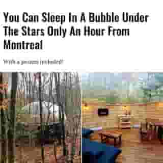 At Hébergement les pieds sur terre, you sleep under the stars inside a huge bubble in the middle of a forest.⁠
Who else is dreaming of spending a night staring up at the starry sky?⁠
⁠
Click the link in @mtlblog bio for the full story! ⁠
⁠
📸: @hebergementlpst⁠
⁠
#mtl #escape #getaway #bucketlist #vacation⁠
⁠
⁠
