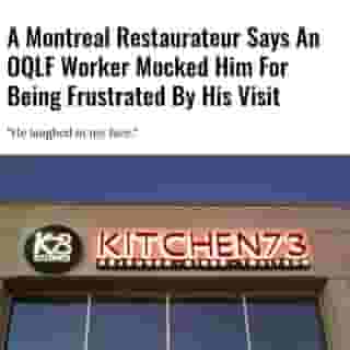 "We're in the middle of a pandemic, our industry has been annihilated with all these closures and the government shutting us down."⁠
⁠
Click the link in @mtlblog bio for the full story! ⁠
⁠
📸: Kitchen 73 via @facebook⁠
⁠
#montreal #oqlf⁠
