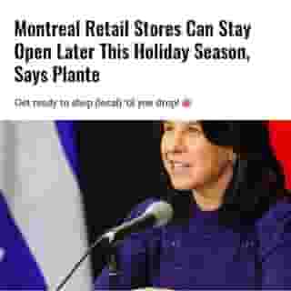 In a press conference on October 22, Mayor Valérie Plante announced that Montreal retail stores, including small businesses, would be able to extend their hours for the holiday season. ⁠
⁠
*Click the link in @mtlblog bio for the full story! ⁠
⁠
📸: @val_plante⁠
⁠
#montrealnews #mtlnews #valplante
