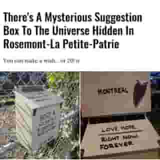 On a fence between railway tracks and a bicycle path, in Montreal's Rosemont–La Petite-Patrie neighbourhood, is a suggestion box for the universe that's been filled with hundreds of wishes during these troubled times.⁠
⁠
Click the link in @mtlblog bio for the full story! ⁠
⁠
📸: François C.⁠
⁠
#mtl #mtlmysteries #rosemont #lapetitepatrie #exploremtl⁠
