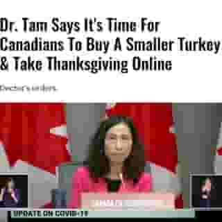 Canada's Chief Public Health Officer took to Twitter to advise thousands of Canadians that they should try to opt for a smaller turkey this year since they shouldn't be gathering in big groups anyway. ⁠
⁠
*Click the link in @mtlblog bio for the full story! 👈⁠
⁠
📸: @cpac_tv⁠
⁠
#theresatam #canadanews #covid #covid19canada #covidcanada #thanksgivingweekend 