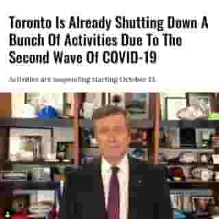As the second wave continues across Ontario, COVID-19 cases continue to rise.  Now, the City has announced that multiple recreational activities will be cancelled to help stop the spread of the disease. ⁠
⁠
*Click the link in @mtlblog bio for the full story! 👈⁠
⁠
📸: @johntory⁠
⁠
#johntory #torontonews #covid #covid19 #secondwave #torontosecondwave