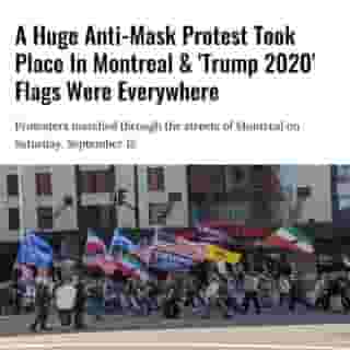 On Saturday, September 12, a protest took place where individuals showed their support of Donald Trump's presidential campaign, as well as anti-mask and anti-vax views surrounding the COVID-19 pandemic. ⁠
⁠
Click the link in @mtlblog bio for the full story! ⁠
⁠
📸: @mtlblog⁠
⁠
#covid #coronavirus #pandemic #mtl #antimask #protest