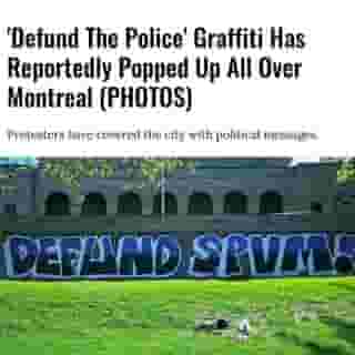 After a series of protests calling for the city to defund the police, graffiti with messages such as "Defund SPVM!" and "Indigenous and Black Lives Matter" have reportedly popped up all over town. The graffiti has appeared in several high-visibility areas including a highway underpass and in downtown neighbourhoods, according to No Borders Media writer and researcher Jaggi Singh. ⁠
⁠
Click the link in @mtlblog bio for the full story! ⁠
⁠
📸 : Courtesy of No Borders Media⁠
