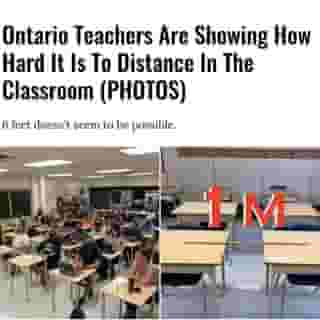 There has been much discussion surrounding class sizes and the ability to social distance within classrooms leading up to Ontario’s first day of school. Teachers are sharing images on social media to demonstrate just how hard it may be to distance their students.⁠
⁠
*Click the link in bio for the full story! 👈⁠
⁠
📸: Jessie Woollacot via @facebook & @kernaghant