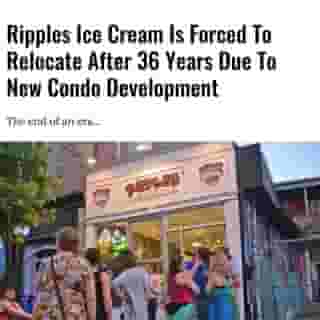Montreal is no stranger to commercial and residential buildings changing the entire feeling of the culture and landscape. And the beloved Ripples Ice Cream is experiencing these effects first-hand. 😢⁠
⁠
Click the link in @mtlblog bio for the full story! ⁠
⁠
📸: @ripplesicecream⁠
