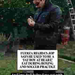 @FuerzaRegida's JOP tells Rolling Stone he used to be a "fat boy at heart." "I would pull up ... to the boxing gym ... and just fucking eat. ... I'll get to the soccer practice and go straight to the food bar, would get a torta." Link in bio for the full video.