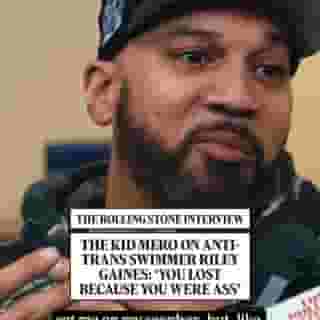 On a new episode of The Rolling Stone Interview, @thekidmero talks about anti-trans swimmer Riley Gaines: "This is a grift, shorty. Like, you suck. You came in fifth. You didn't lose because there was a transgender athlete in this swim meet. You lost because you were ass. So fight against being ass." Hit the link in bio to watch the full interview.