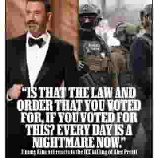 Jimmy Kimmel reacted to the ICE killing of Alex Pretti on his show Monday, fighting back tears and incredulity. “Just one atrocity after another being committed by this gang of poorly-trained, shamefully-led, mask-wearing goons,” Kimmel said. “They’re goons committing vile, heartless, and even criminal acts.” Read more at the link in bio. 📷 CHARLY TRIBALLEAU / AFP via Getty