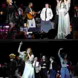 Last night at @jackantonoff‘s Ally Coalition Talent Show, his annual benefit held at NYU Skirball. The night featured surprise appearances from @yelyahwilliams, @florence, @treyanastasio, @anniedirusso, @samiatheband, @rachelzegler, and more, plus a performance of Judee Sill's classic “Lopin’ Along Thru the Cosmos.” Watch at the link in bio. 📷 Taylor Hill/Getty Images for Ally Coalition