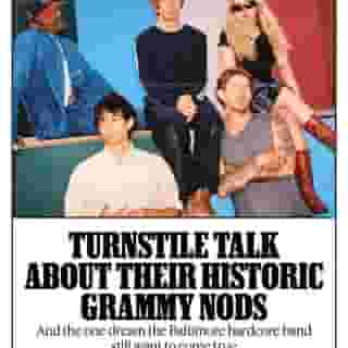 @turnstileluvconnection is the first act ever to be #GRAMMYs-nominated in Rock, Alternative, and Metal categories in a single year.  And that’s just the frosting on an incredible 12 months. Rolling Stone spoke with singer Brendan Yates about awards, genre, and the band’s next dream. Read the chat at the link in bio. 📷 Alexis Gross