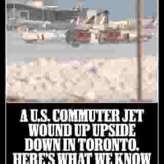 In another serious mishap in North American aviation, a Delta jet ended up wingless and upside down on the airport tarmac in Toronto after a terrifying crash. Hit the link in bio to read everything we know right now in this developing story. 📷 Mert Alper Dervis /Anadolu