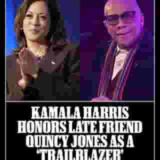 Vice President Kamala Harris took a moment from her busy Election Eve to honor Quincy Jones on Monday. The presidential Democratic candidate shared a sweet tribute for the legendary musician, who died at the age of 91 over the weekend. "He offered inspiration and mentorship, in particular for young people of color in the music industry," the vice president wrote. Hit the link in bio for more. 📷 Andrew Harnik/Getty Images, Tom Cooper/Getty, via @vp