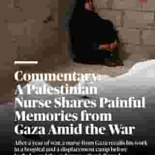 After a year of war, volunteer nurse Faress Arafat in Gaza recalls his work in a hospital and a displacement camp before he fled — and the nightmares that followed. Hit the link in bio to read the op-ed. 📸 AFP via Getty, via Faress Arafat
