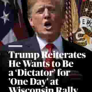 At his Wisconsin rally, Trump revisited his unhinged admission that he wants to be dictator for one day. Hit the link in bio to learn more.