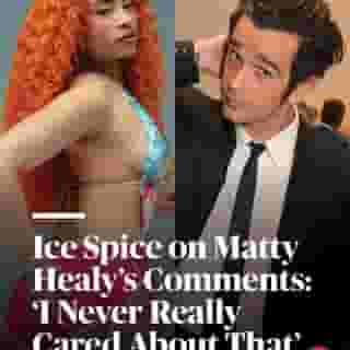 In her new Rolling Stone cover story, Ice Spice opens up about The 1975 frontman Matty Healy's comments that many viewed as racially insensitive: "I didn’t realize how big of a deal it was to other people." Hit the link in bio to read more in the interview. 📷 @tomknel for Rolling Stone, Dave Benett/Getty