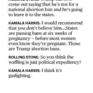 Rolling Stone spent weeks on the campaign trail with @KamalaHarris, seeing the @vp's mix of political pragmatism and passion. In an interview conducted in two parts, she shared her vision for the campaign and talked about the attack on reproductive rights. Hit the link in bio to read the interview. 📷 @flongala for Rolling Stone