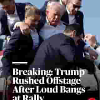 BREAKING: Former President Donald Trump appears to have been injured after loud bangs rang out at a campaign rally in Butler, Pennsylvania. More at the link in our bio. 📸 Anna Moneymaker/Getty