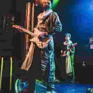 Tuareg guitar ace @mdou_moctar and his band made a triumphant return to NYC this week in support of their latest album, 'Funeral for Justice.' Rolling Stone caught up with Moctar at Warsaw in Brooklyn, where the band delivered a rapturous eight-song set, and brought on special guest @bombino.official. See more photos at the link in bio. 📸 @sachalecca for Rolling Stone