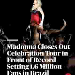 Madonna closed out her career-spanning tour with a free concert in Rio de Janeiro, Brazil in front of 1.6 million fans, setting the record for the largest audience ever for a stand-alone concert by any artist in history. Hit the link in bio to see what went down. 📷 Buda Mendes/Getty, guilhermeromer, Pablo Porciuncula/AFP, Globo TV