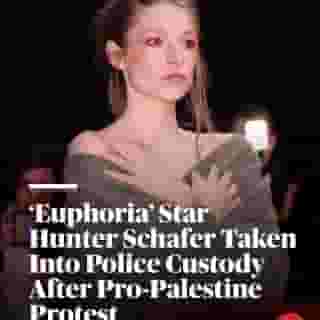 Hunter Schafer was taken into police custody while protesting for Palestine with Jewish Voice for Peace on Monday. Learn more at the link in our bio.