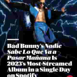 This should come as no surprise — @badbunnypr previously claimed the title of the most streamed artist on @spotify for three consecutive years in 2020, 2021, and 2022. Hit the link in bio to read what we learned from the project. 📷 @danielsannwald for Rolling Stone