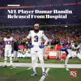 Damar Hamlin is going home. The Buffalo Bills safety has been released from the hospital, just days after he made his first public statement since the accident: "I’m thankful for every single person that prayed for me and reached out. We brung the world back together behind this." 📸 Kevin Sabitus/Getty