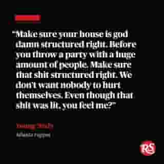 Every so often a viral moment captures our imagination for its sheer absurdity. Over the holiday weekend, a Twitter user with the handle @/topxkazi shared a video from what appeared to be a graduation party inside of a residential home. The video shows a packed room of young people dancing to the Young Nudy and 21 Savage track “EA,” from Nudy’s 2017 mixtape 'SlimeBall 2.' A ceiling fan dangles ominously close to the crowd, almost like a horror movie foreshadowing the chaos that’s to come. ⁠
⁠
Just as the revelers seem poised for ecstasy, around the song’s chorus, the video goes shaky and you hear screams throughout the party. The camera’s video goes black just as we see dozens of partiers sunken into the ground — the floor apparently caved in. ⁠
⁠
A GoFundMe page was launched by a user named Abraham Nelson to raise money for the damages, which allegedly amount to over $15,000. Maybe out of sympathy for a graduating class that was robbed of their carefree days by the pandemic, Young Nudy took notice. A spokesperson for the rapper recently told 'Complex' that he’d be contributing to the GoFundMe.⁠
⁠
Nudy wouldn’t say exactly how much money he was contributing to the house’s repair, but he did confirm to 'Rolling Stone' that he intended to help. He spoke to us about responding to DMs from fans, how people can listen to his music safely, and his upcoming releases this year.⁠
⁠
Tap the link in our bio to read more.⁠
⁠
Photo: Scott Dudelson/Getty Images