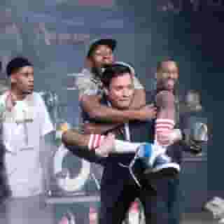 Ten years ago today, the members of Odd Future made their late-night TV debut. Tyler, the Creator was 19 years old, Hodgy Beats about 16 months older, and Earl Sweatshirt was still sequestered in Samoa.⁠
⁠
For a generation weaned on the blog era, the set was an instant classic, on par with Elvis Costello on SNL or the Foo Fighters on Letterman.⁠
⁠
It was the chaotic energy of the internet, manifested IRL. Which is why nobody was prepared for Odd Future to make the jump to TV, at the time still an arbiter of mainstream success. This mysterious L.A. collective, equipped with nothing but a handful of free MP3s and a vaguely sinister aura, would soon be introduced to meemaws and papas all over America.⁠
⁠
At the link in our bio, Questlove and Jimmy Fallon recall the unforgettable performance.⁠
⁠
Photo: Lloyd Bishop/NBCU Photo Bank/NBCUniversal/Getty Images