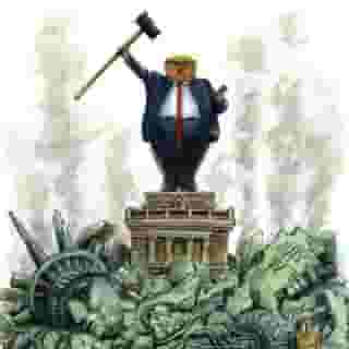 Historian Sean Wilentz says the president and his chief accomplice Attorney General Bill Barr’s subversions of democracy have taken America to the very brink. Click the link in our bio to read about the sedition of Donald Trump. Illustration by Victor Juhasz for Rolling Stone