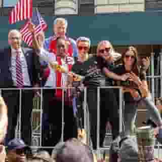 "These women stand for what we should all strive to be." Tap the link in our bio to see more photos from the USWNT ticker-tape parade in NYC. Photographs by @GretchenGobinette