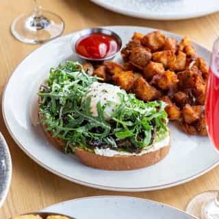 BRUNCH WITH US | Try our *new* Wild Mushroom Toast made with local wild mushrooms, whipped feta, almond basil pesto, parmesan, arugula, poached egg, toasted sourdough, and your choice of crispy yukon gold potatoes or green salad.⁠
⁠
Join us this Saturday, Sunday, and Holiday Monday (Sept 2-4) for brunch all weekend long!⁠
⁠
Check out the link in our bio to see our full brunch menu.