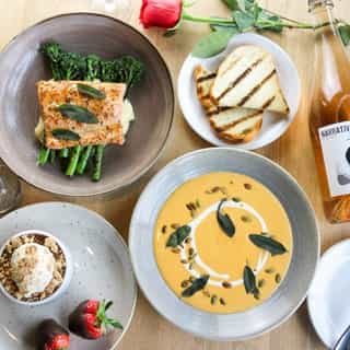 WHEN THE WAY TO THEIR HEART IS THROUGH THEIR STOMACH | Wine and dine your Valentine, Galentine, or BFF with our special Valentine's Day Menu for Two for $95 available from February 11 - 14.⁠
⁠
Try exclusive dishes like Butternut Squash Soup, Burrata Linguine, and a decadent Triple Chocolate Peanut Butter Cup.⁠
⁠
Click the link in our bio to see the menu.