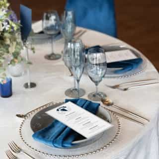 Opulence and style ✨️ Our Silver Deco linen uses metallic embroidery to create a pattern inspired by Art Deco looks. This style is also available with gold accents. ⁠
⁠
⁠
⁠
⁠
⁠
#creativecoverings #luxurylinens #artdeco #linenrentals #tablescape #eventprofs #eventtrends #weddingtable #weddinginspo #conference #luxevent #tablesetting #eventdesign