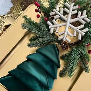 Are you looking for some last minute ideas for your Christmas dinner or party ? This Christmas tree napkin fold is one of our favorite ways to add that extra touch to your table decor. ⁣
⁣
⁣
⁣
⁣
⁣
⁣
#creativecoverings #specialtylinens #corporateevent #compantparty #christmasparty #christmasdinner #holidaydecor #tistheseason #napkinfold #tablecoverings #tablescape #holidayinspo #merrychristmas